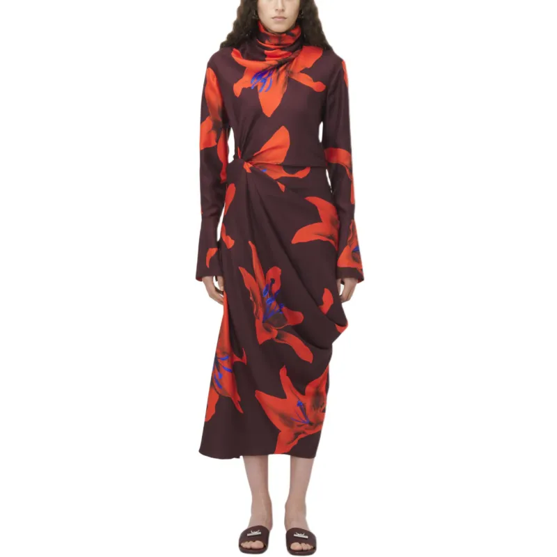 Alexander McQueen Floral Printed Gathered Detail Dress-1