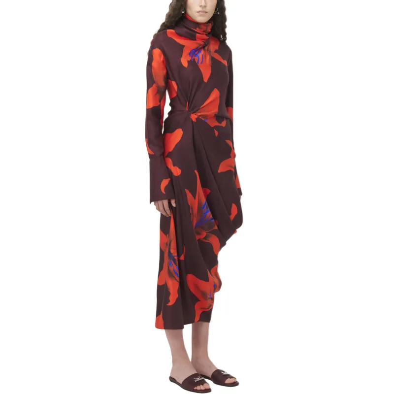 Alexander McQueen Floral Printed Gathered Detail Dress-3
