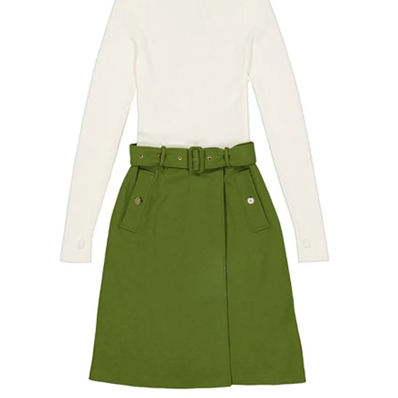 Burberry Long-Sleeved Dresses Women's Green-1