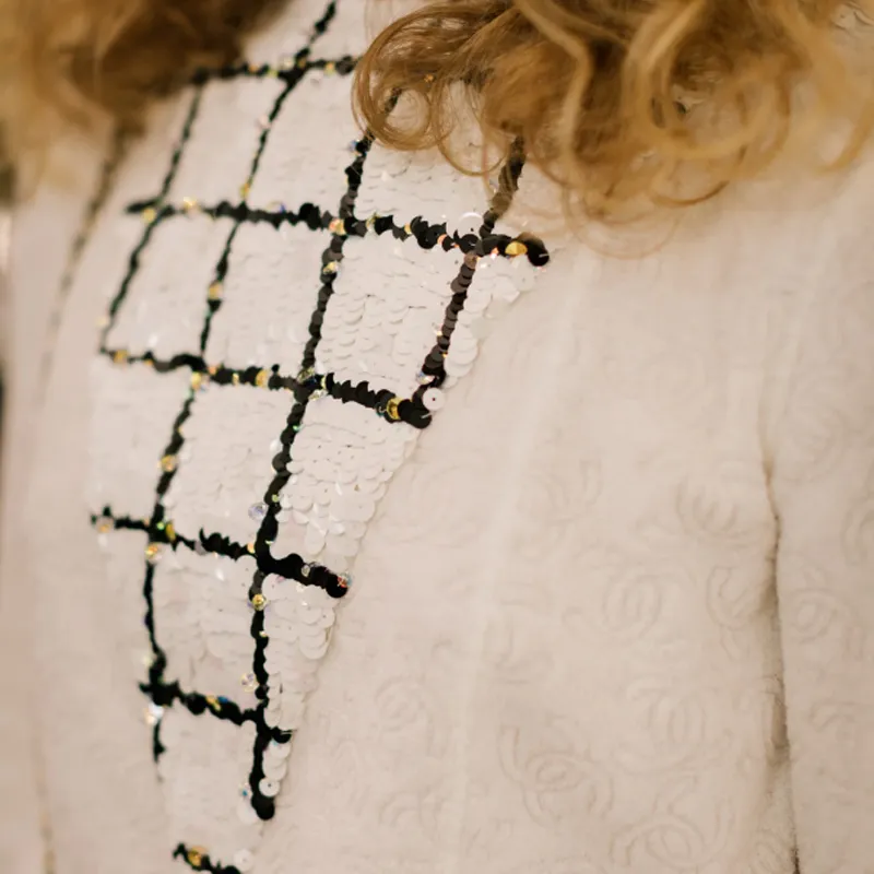 CHANEL Long-Sleeved Dresses Women's White-3