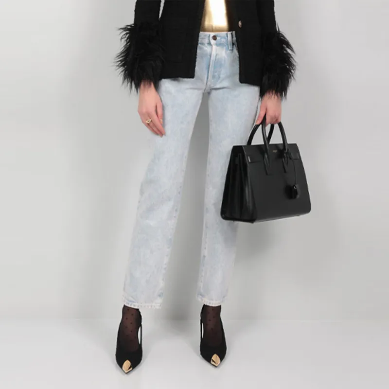 SAINT LAURENT Button Detailed Low Waist Jeans-3