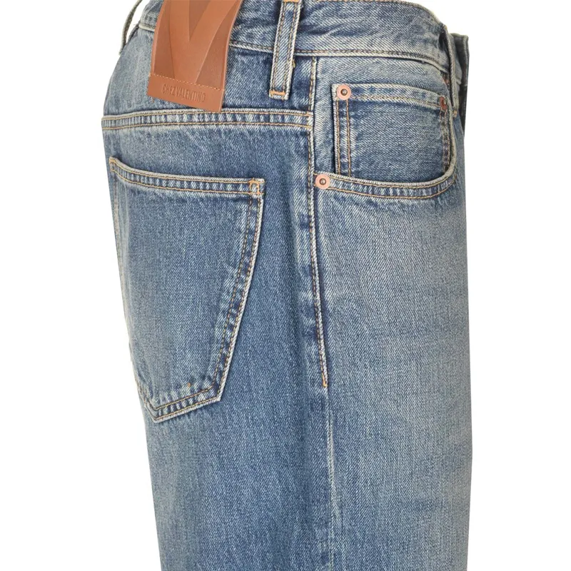 Valentino Logo Patch Straight Leg Jeans-2