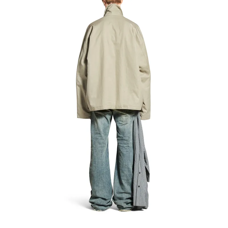 Balenciaga Jackets Coats Loose Fit Style Men's Military Beige-3