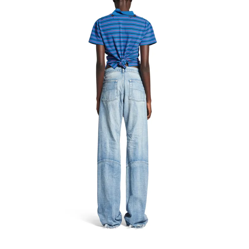 Balenciaga SS25 LAUREL CLASSIC Polo Shirt Regular Fit Unisex Blue-3