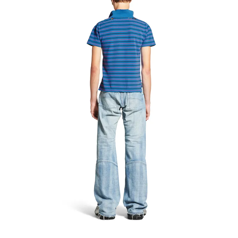 Balenciaga SS25 LAUREL CLASSIC Polo Shirt Regular Fit Unisex Blue-4