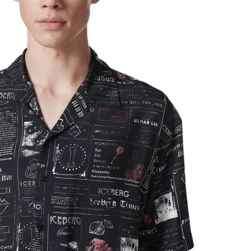 Iceberg Pattern Printed Short Sleeved Shirt-4