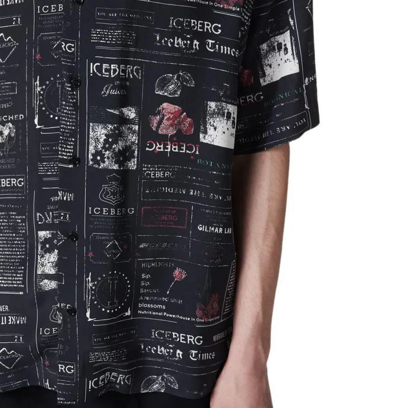 Iceberg Pattern Printed Short Sleeved Shirt-5