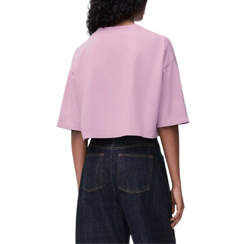LOEWE Logo Embroidered Cropped T Shirt-2