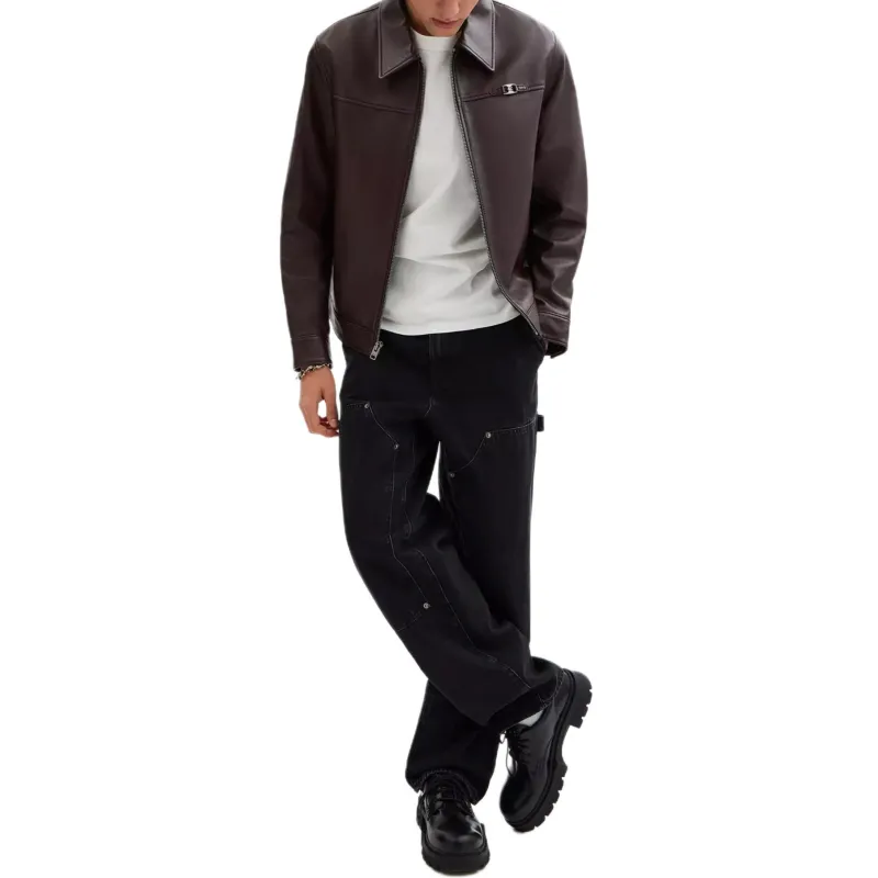 COACH Heritage Leather Jacket Men's Brown-1