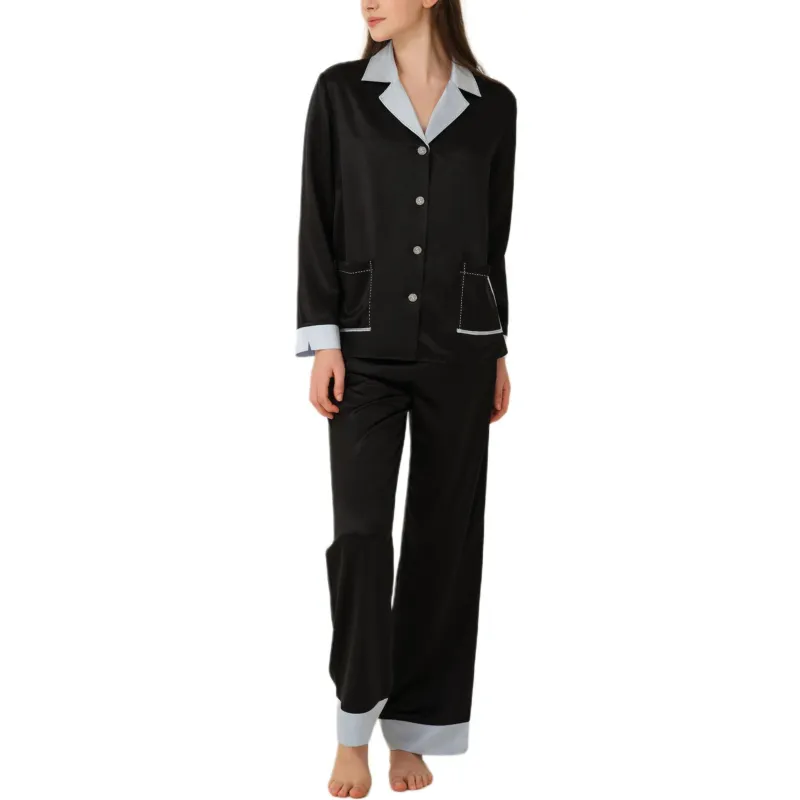 SILKY MIRACLE SS25 Pajama Set Women's Sparkling Black & Light Blue-1