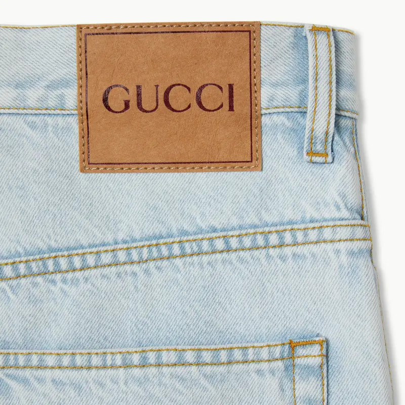 GUCCI FW25 Lido Collection Denim Shorts Men's Light Blue-6