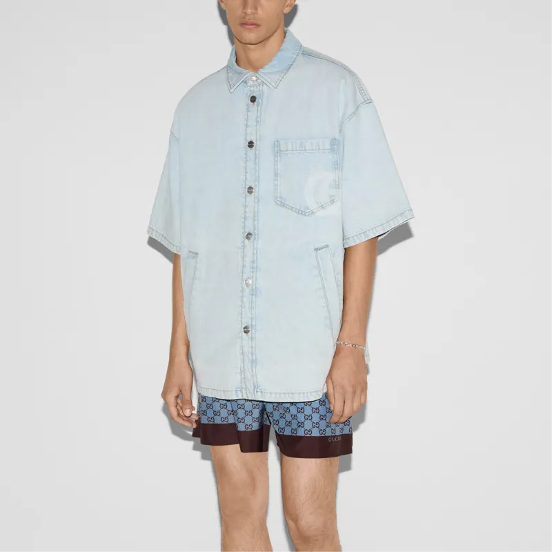 GUCCI FW25 Lido Collection Shirt Men's Light Blue-3