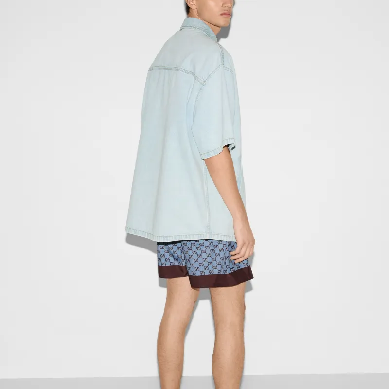 GUCCI FW25 Lido Collection Shirt Men's Light Blue-2