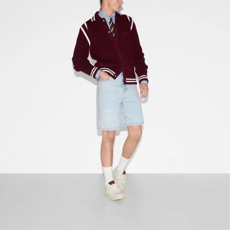 GUCCI FW25 Lido Collection Denim Shorts Men's Light Blue-4