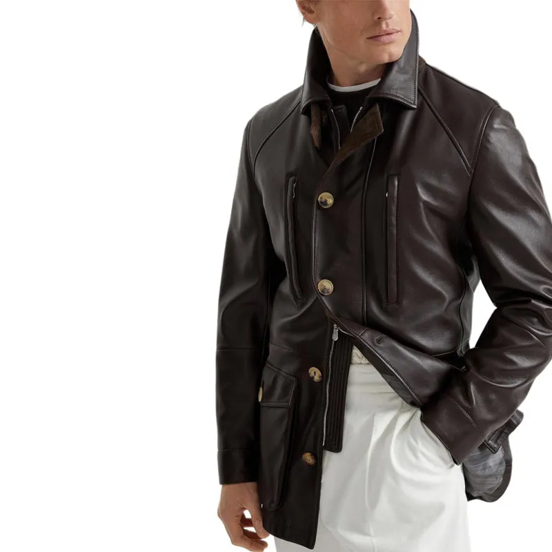 Brunello Cucinelli Leather Parka Jacket-3