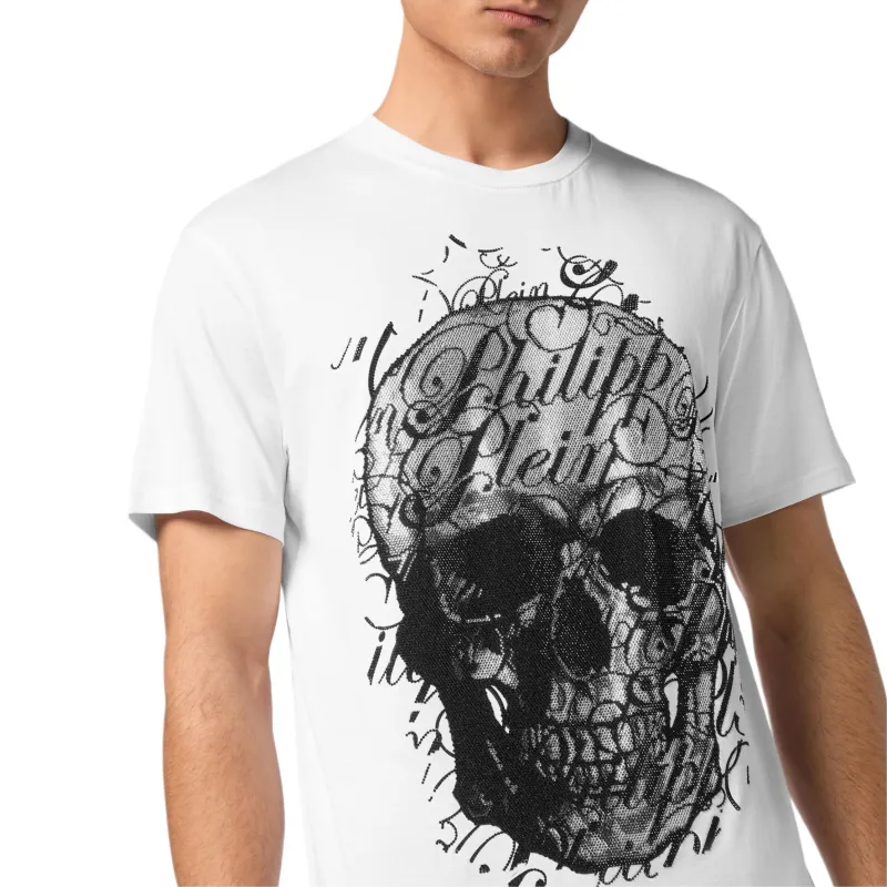 PHILIPP PLEIN Skull Coursive embellished T shirt-4