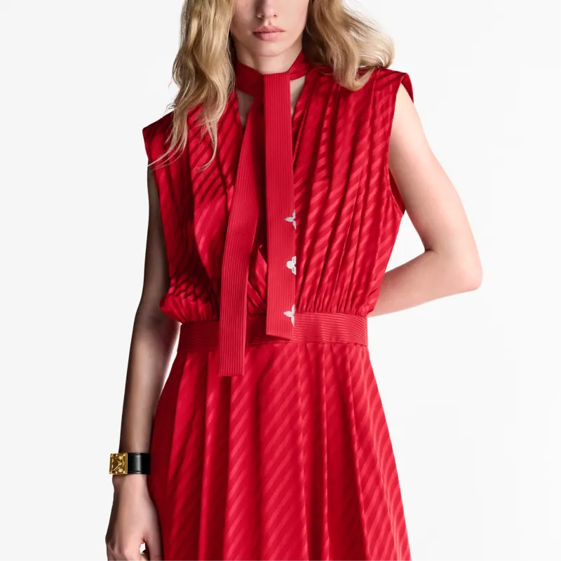 LOUIS VUITTON Striped Lavallière Dress-3