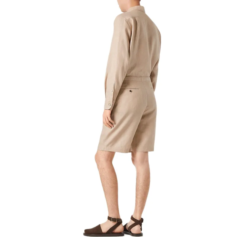 Loro Piana Shirt Men's Linen Hemp Beige-4