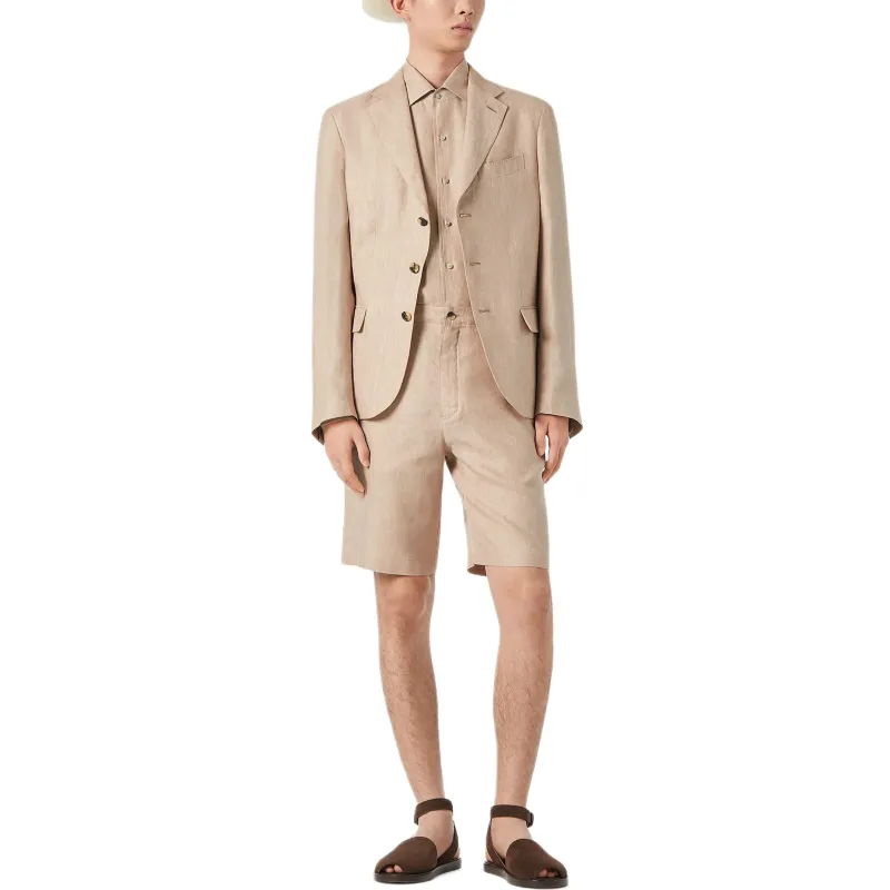 Loro Piana Shirt Men's Linen Hemp Beige-3