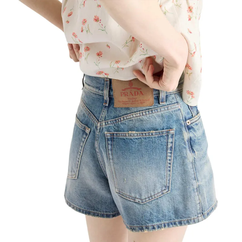 PRADA SS25 Denim Shorts Women's Marine Blue-4