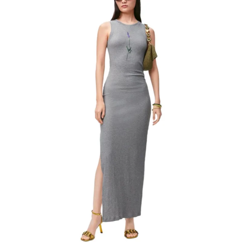 LOEWE SS25 Sleeveless Dress Women's Mixed Color Gray-2