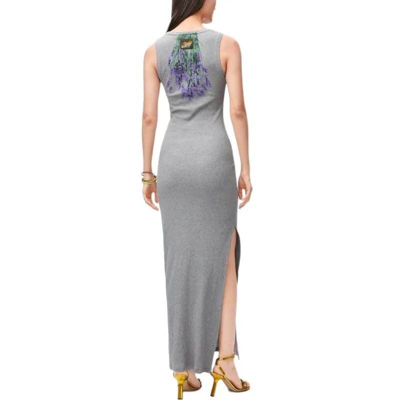 LOEWE SS25 Sleeveless Dress Women's Mixed Color Gray-3