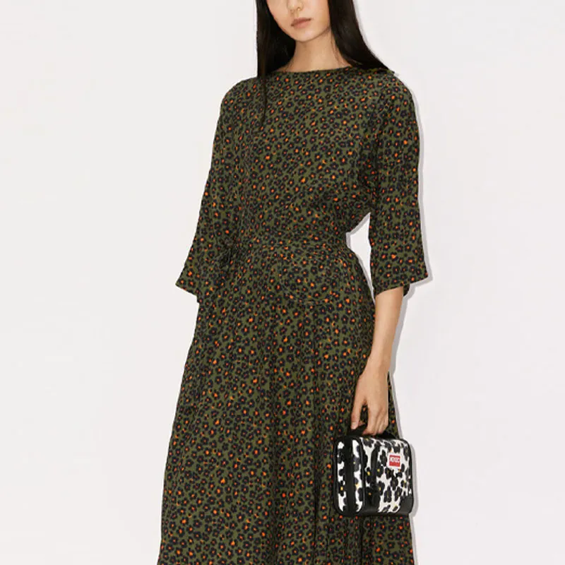 KENZO Leopard-print Midi Dress-4