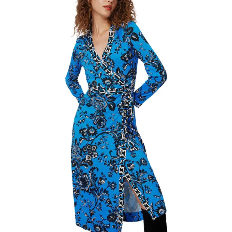 Diane Von Furstenberg Long Sleeved Dress Women's Blue-3
