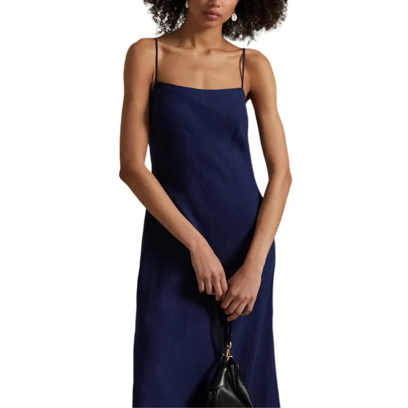 Polo Ralph Lauren SS25 Slip Dress Women's Marine Blue-3