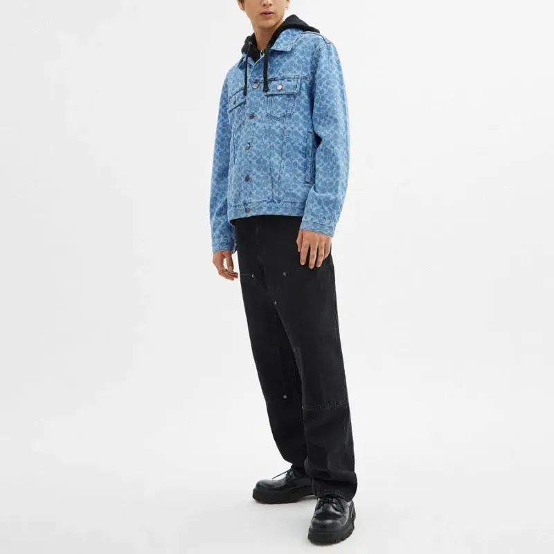 COACH SS25 Denim Jacket Men's Washed Blue-3