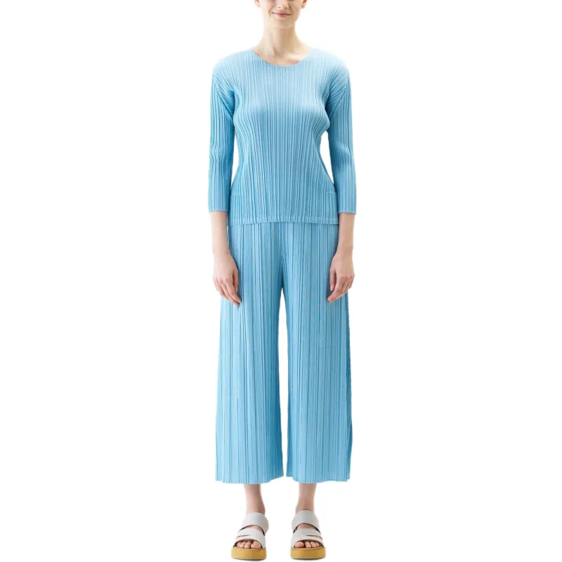 PLEATS PLEASE ISSEY MIYAKE Shirt Women's Blue Gray-1