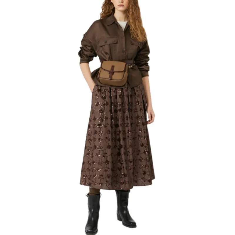 WEEKEND MaxMara Casual Long Skirt Women's Chocolate-3