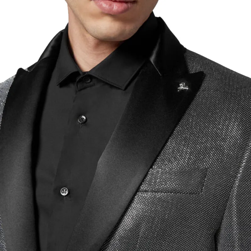 PHILIPP PLEIN Metallic finish Single breasted Blazer-4