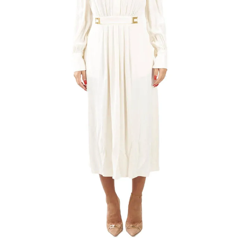 Elisabetta Franchi Long Sleeved Dresses Women's White-1