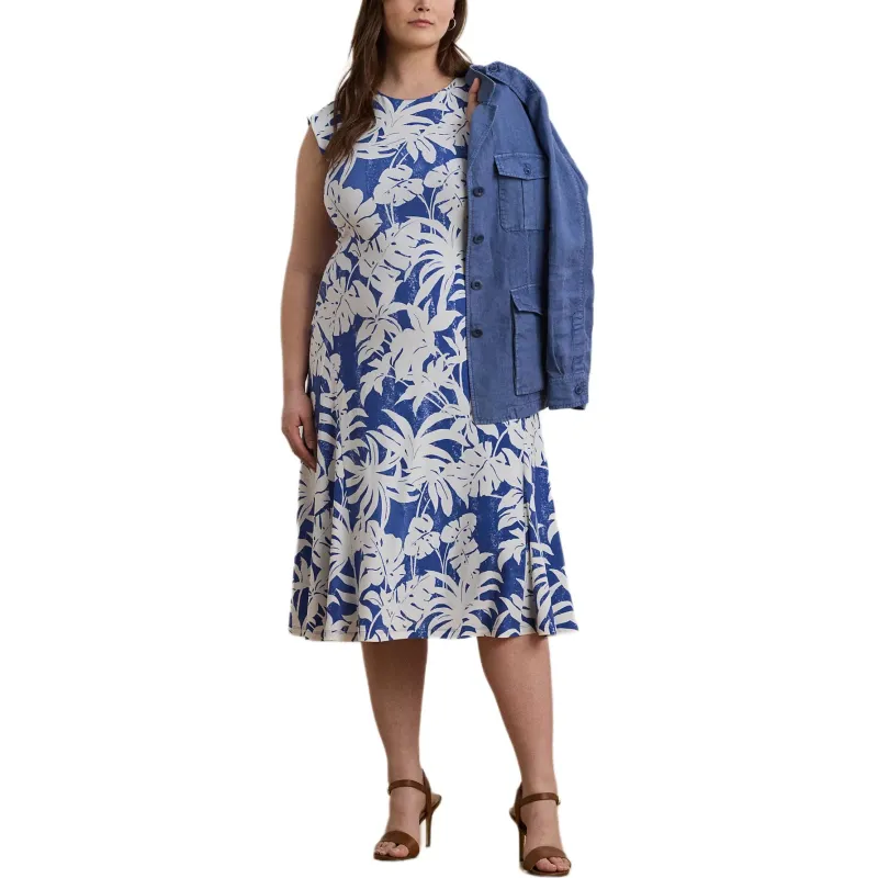 LAUREN RALPH LAUREN Sleeveless Dress Women's Blue White-1