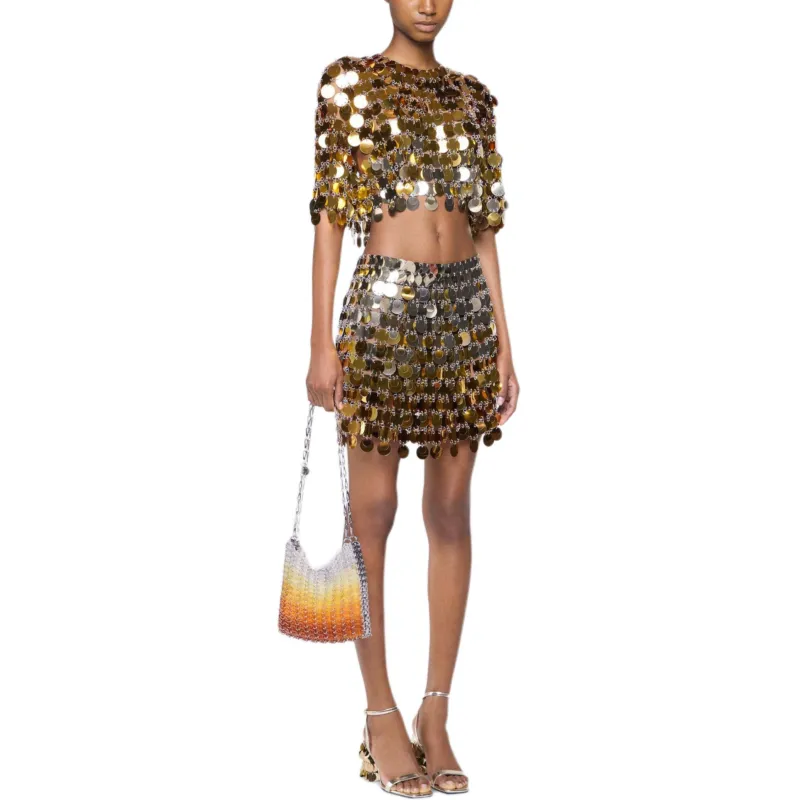 Paco Rabanne Crop Top Women's Gold-3