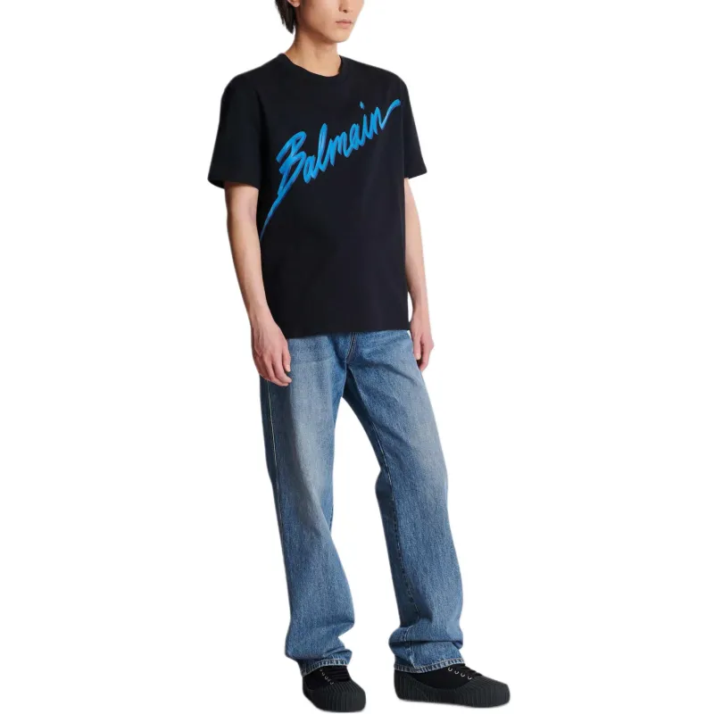 BALMAIN Flocked finish T shirt-4