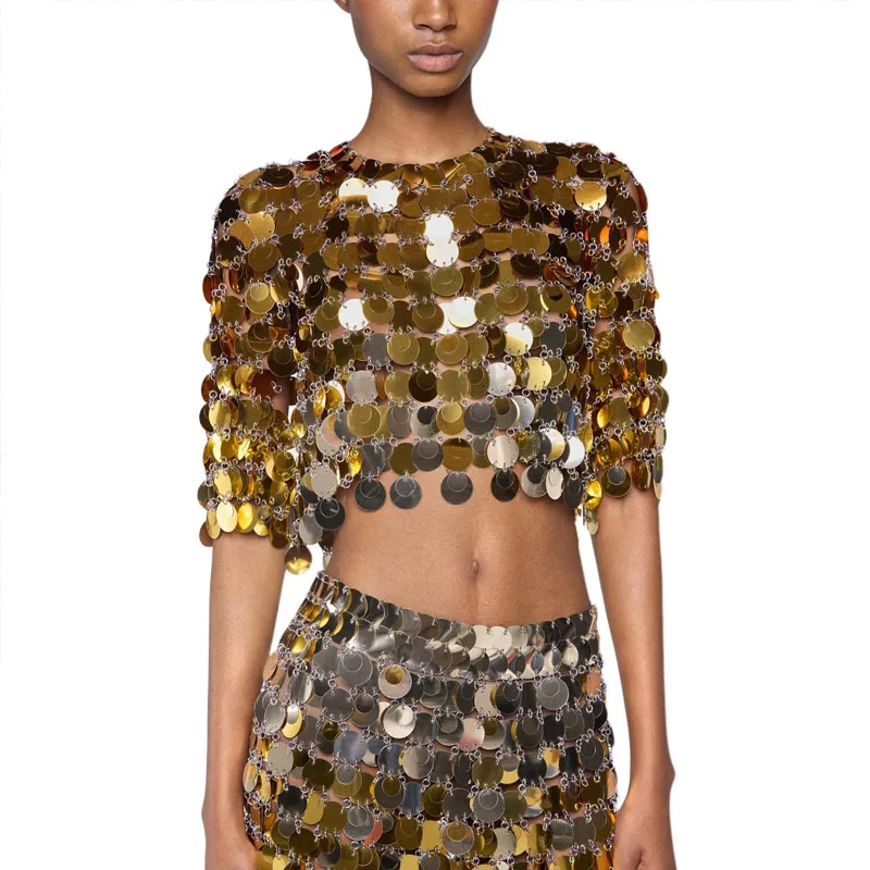 Paco Rabanne Crop Top Women's Gold-4