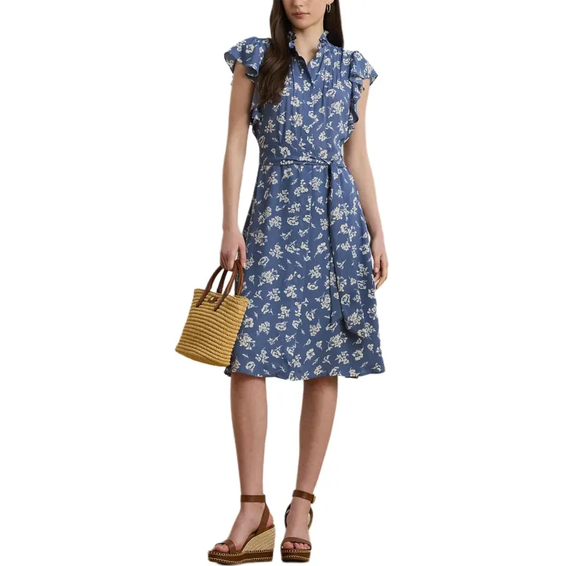 LAUREN RALPH LAUREN Short Sleeved Dress Women's Blue-1