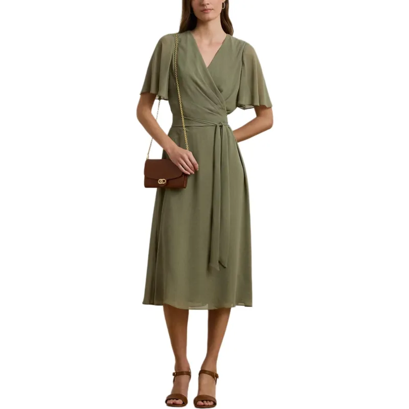 LAUREN RALPH LAUREN Short Sleeved Dress Women's Sage Green-1
