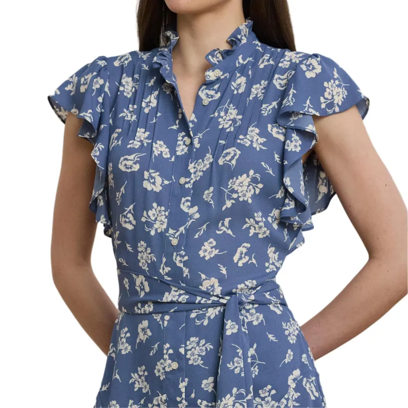 LAUREN RALPH LAUREN Short Sleeved Dress Women's Blue-4