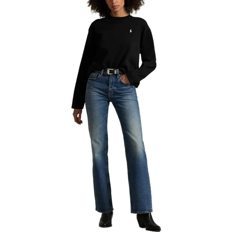 Polo Ralph Lauren Drop Shoulder Sleeve T Shirt Women's Black-2