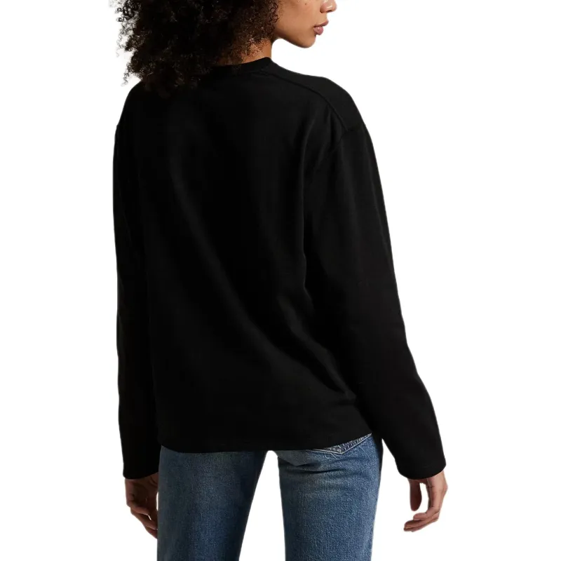 Polo Ralph Lauren Drop Shoulder Sleeve T Shirt Women's Black-3