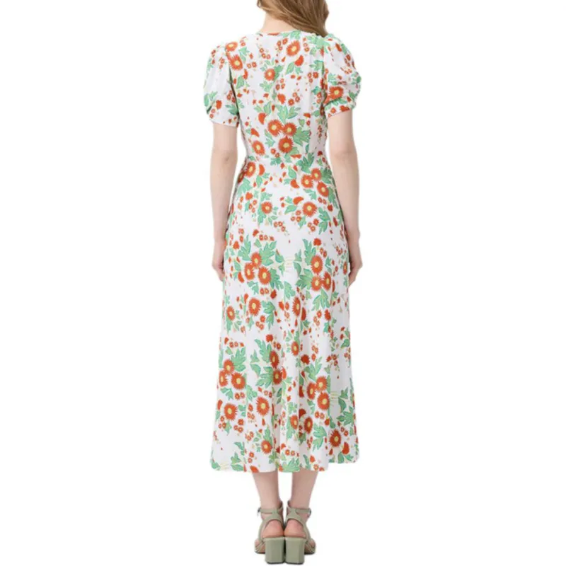 Diane Von Furstenberg FW25 Short Sleeved Dress Women's Orange Green-2