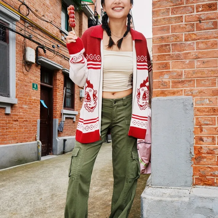Hollister Year Of The Dragon CNY Series Knitwear Unisex Red-1
