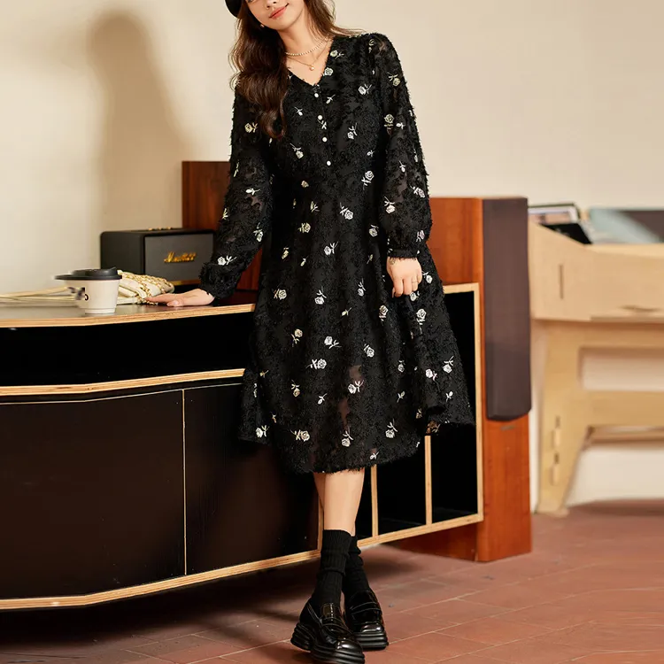 Itisf4 Long Sleeved Dress Women's Black-2