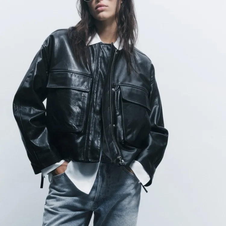 ZARA Leather Jacket Women's Black-2