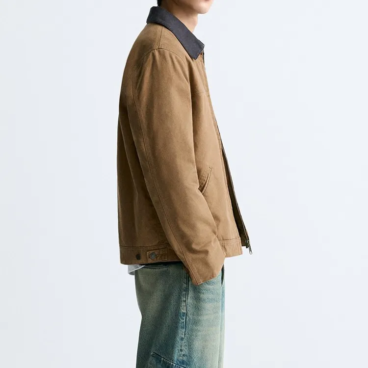 ZARA Puffer Jackets Men Khaki-3