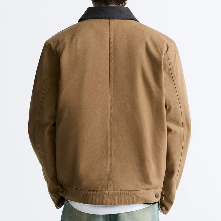 ZARA Puffer Jackets Men Khaki-4