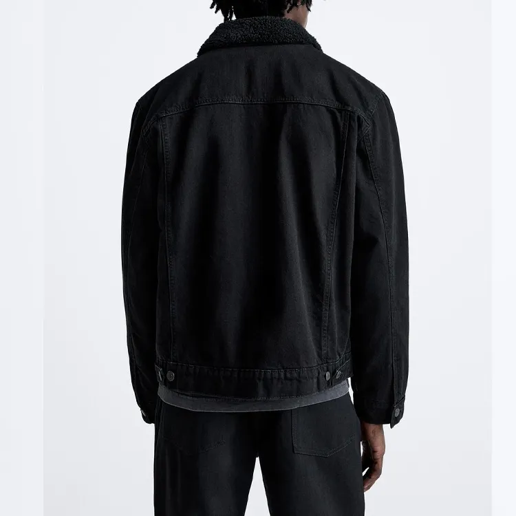 ZARA Denim Jackets Men Black-3